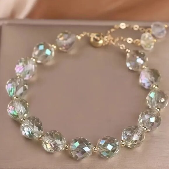 ✨NEW✨ Elegant Glass Crystal Bead Bracelet - Multi, Cyan Green, Champagne - Picture 3 of 6